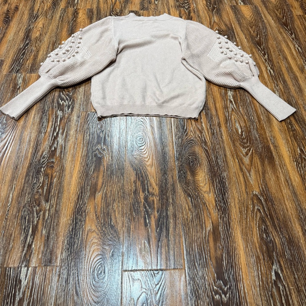 Vine‎ & Love S Sweater Womens Blush Pink Bobble Balloon Sleeve Knit Pullover
